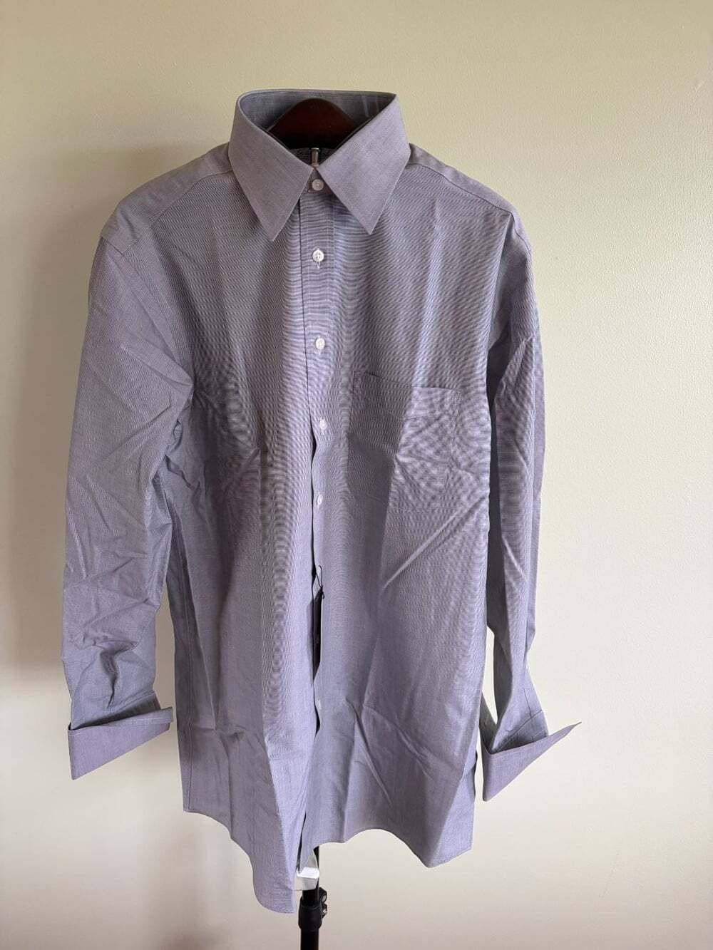 Roundtree & Yorke Dress Shirt Label Fitted Non Mens 15 1/2 Gray Geometric NWT